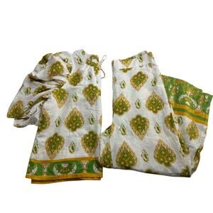 NWT Haute Hippie Linen Blend 2 Piece Set Short Sleeve Top Wide Leg Pants Size L